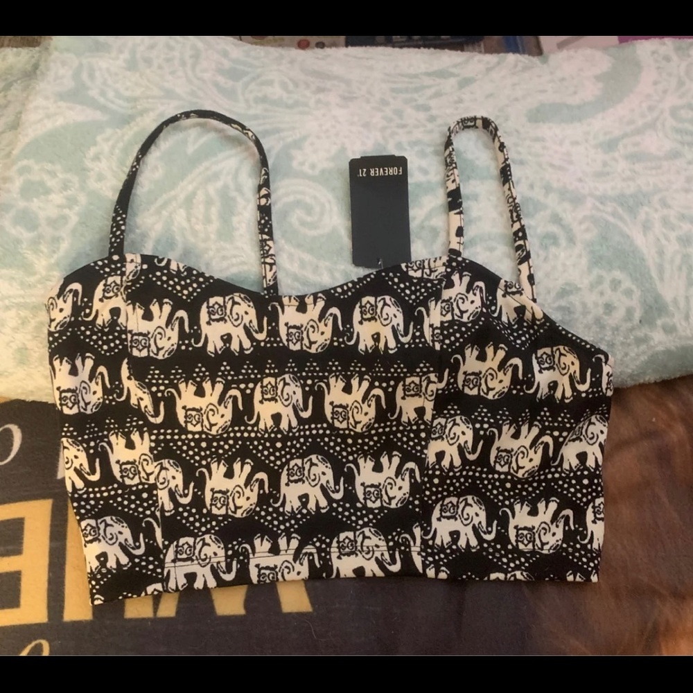Elephant print spaghetti crop top